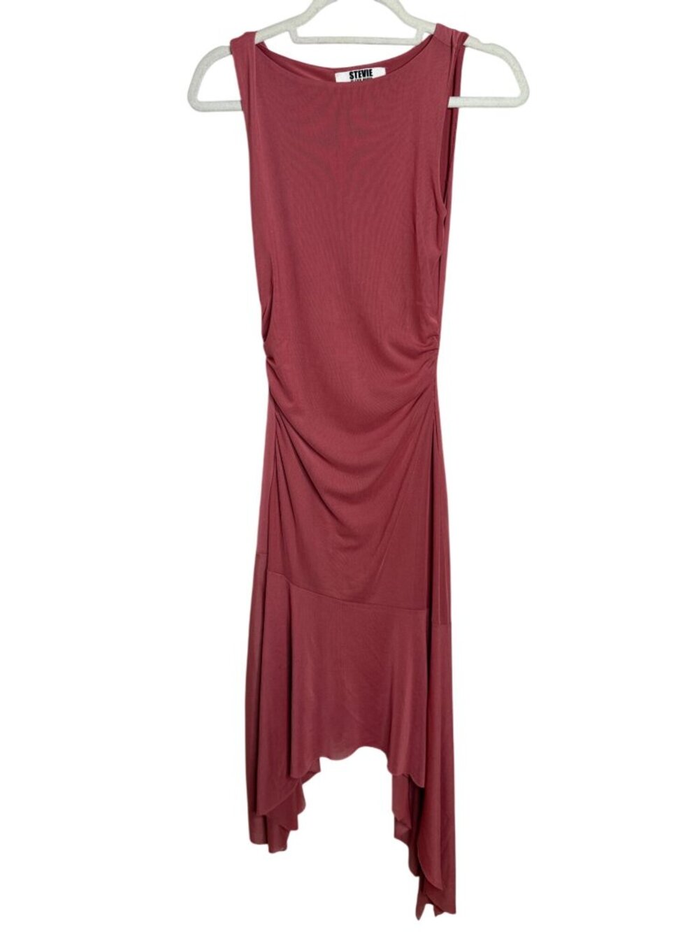Stevie by Steve Madden XS Rust Ruched Asymmetrical Maxi Dress
